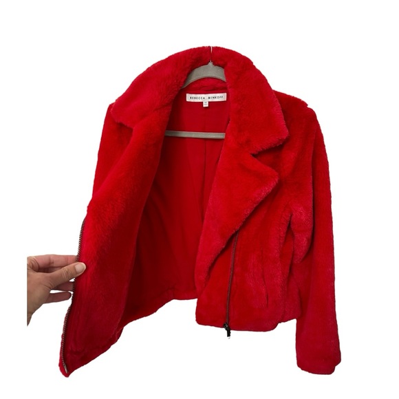 REBECCA MINKOFF | $248 Henderson Faux Fur Jacket in Red, Size XS - Picture 6 of 8